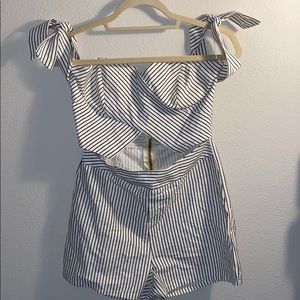 Black and white striped romper